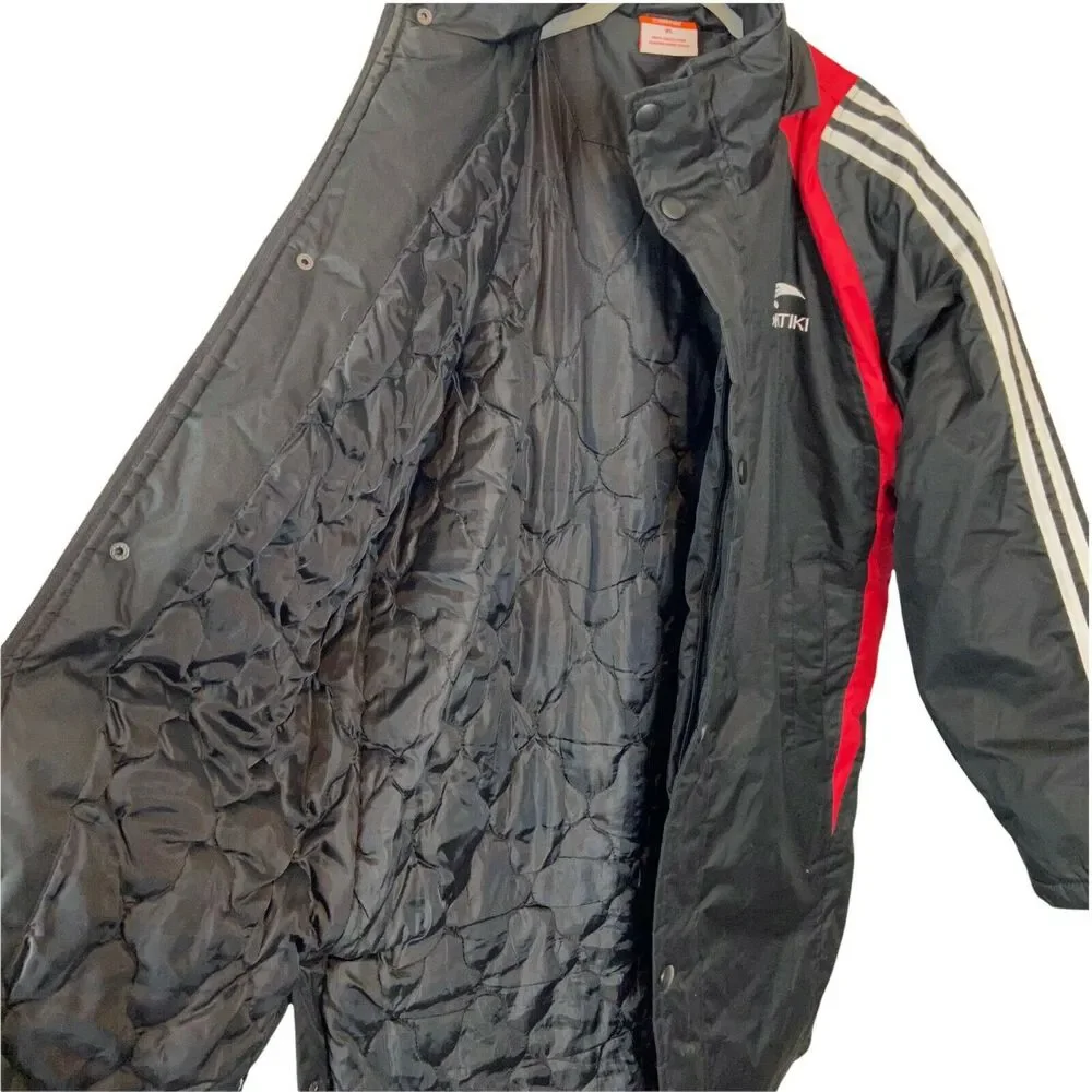 90s Puffer Coat Contiki Long Jacket Retro Stripe Men's XL Women's 1X Retro